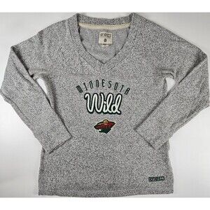 CCM Minnesota MN Wild NHL Hockey Women’s Gray V-Neck Long Sleeve Sweater Medium
